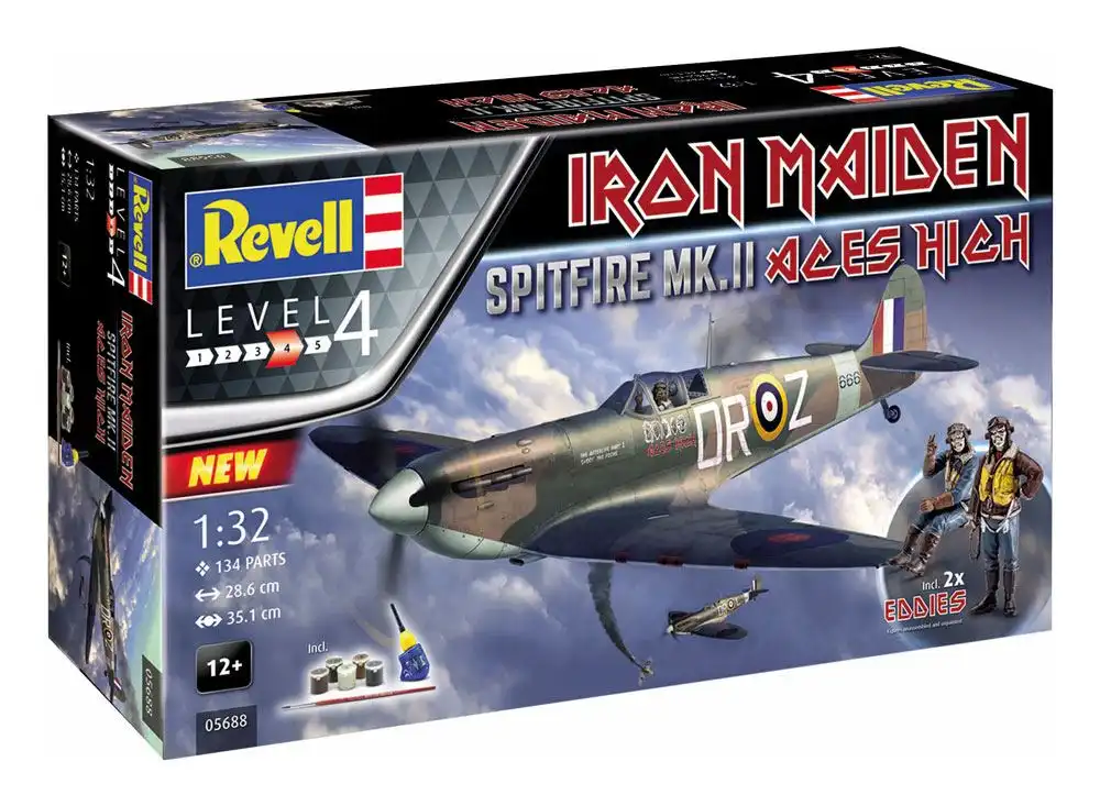 Merch HEO Iron Maiden Modellbausatz 1/32 Spitfire Mk.II 29 cm